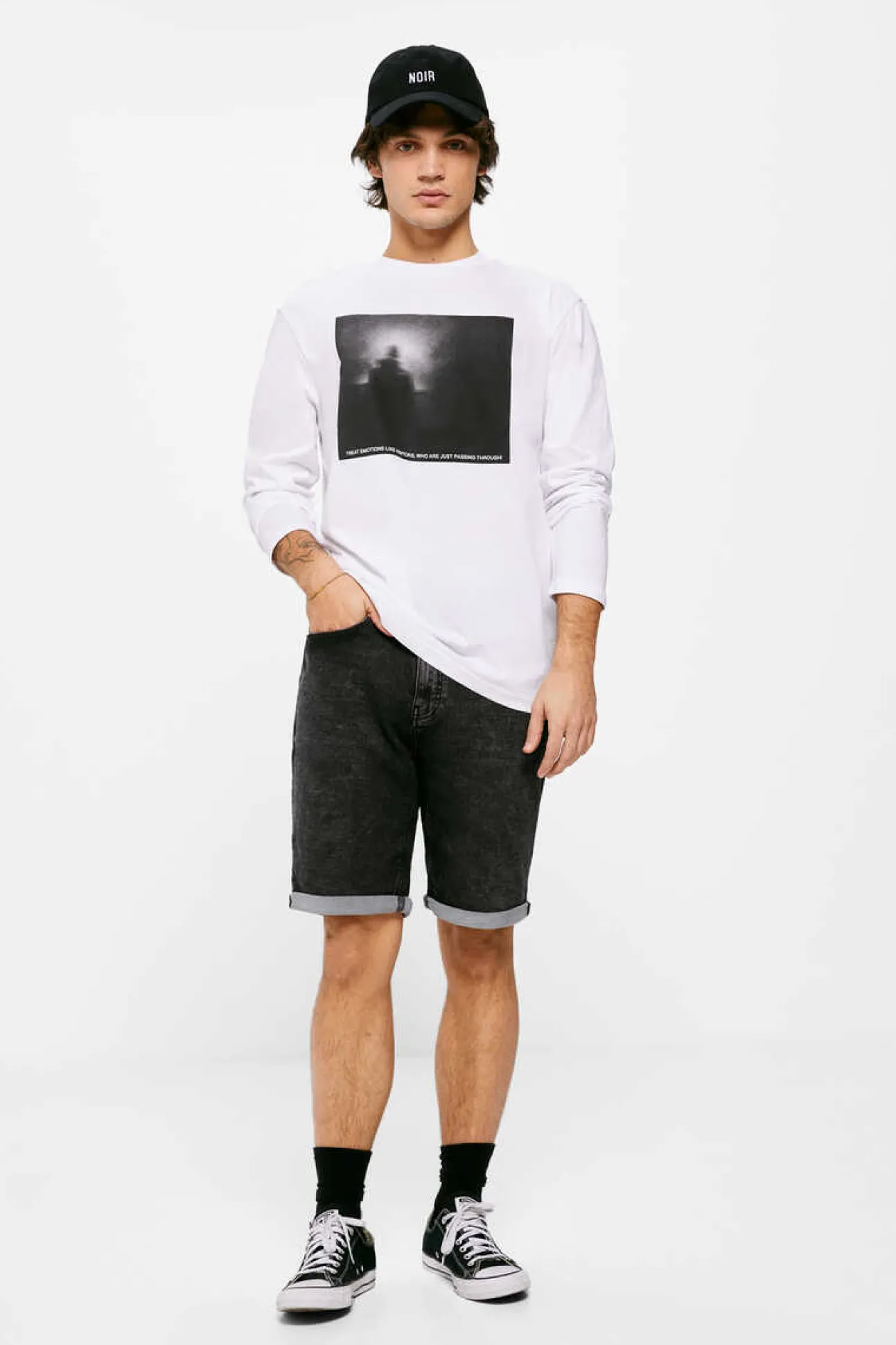 Bermuda Em Knit Denim Preto-Lavado