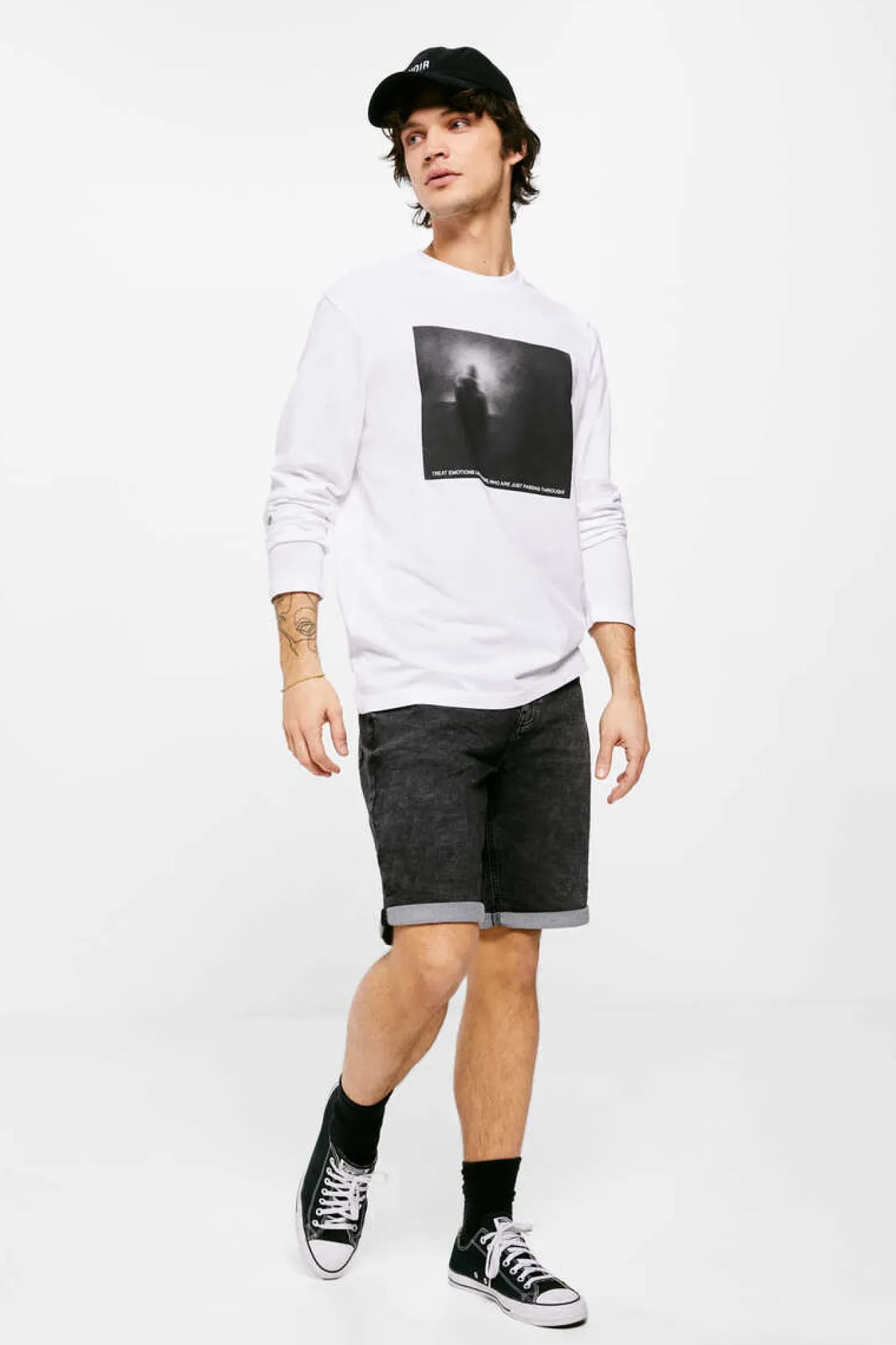 Bermuda Em Knit Denim Preto-Lavado