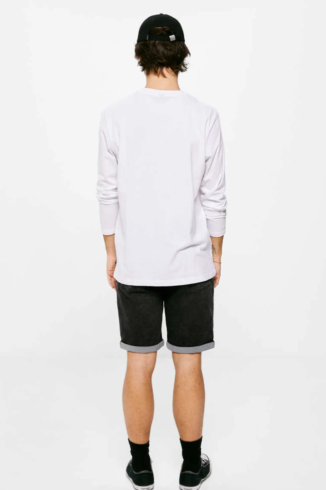 Bermuda Em Knit Denim Preto-Lavado