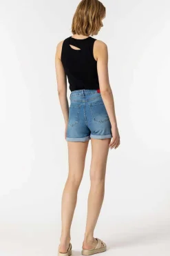 Bermuda Mom Fit De Cintura Alta Rasgoes