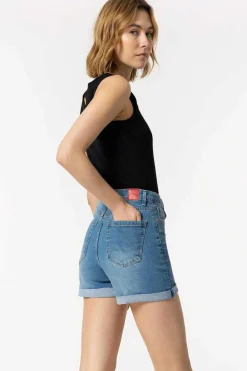 Bermuda Mom Fit De Cintura Alta Rasgoes