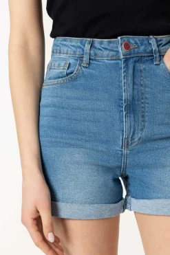 Bermuda Mom Fit De Cintura Alta Rasgoes