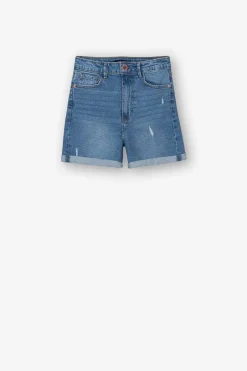 Bermuda Mom Fit De Cintura Alta Rasgoes