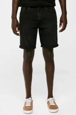 Bermudas De Ganga Lavada Basicas Corte Slim Pretas