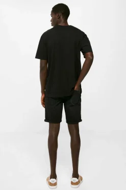 Bermudas De Ganga Lavada Basicas Corte Slim Pretas