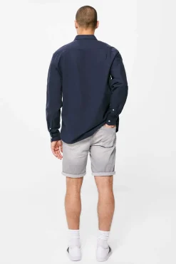 Bermudas De Ganga Lavada Basicas Corte Slim Meio-Claras