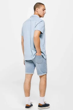 Bermudas De Ganga Lavada Basicas Corte Slim Claras