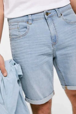 Bermudas De Ganga Lavada Basicas Corte Slim Claras