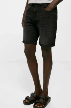 Bermudas De Ganga Lavada Basicas Corte Slim Pretas
