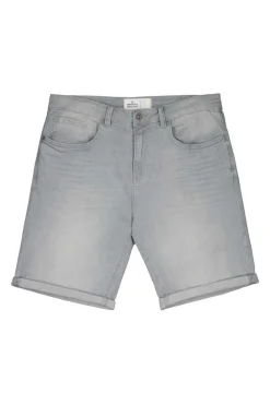 Bermudas Denim Basicas Slim Cinzento Lavagem Clara