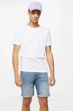 Bermudas Jeans Slim Lavagem Media-Escura