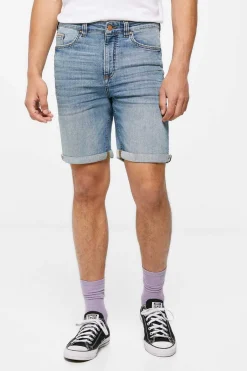 Bermudas Jeans Slim Lavagem Media-Escura