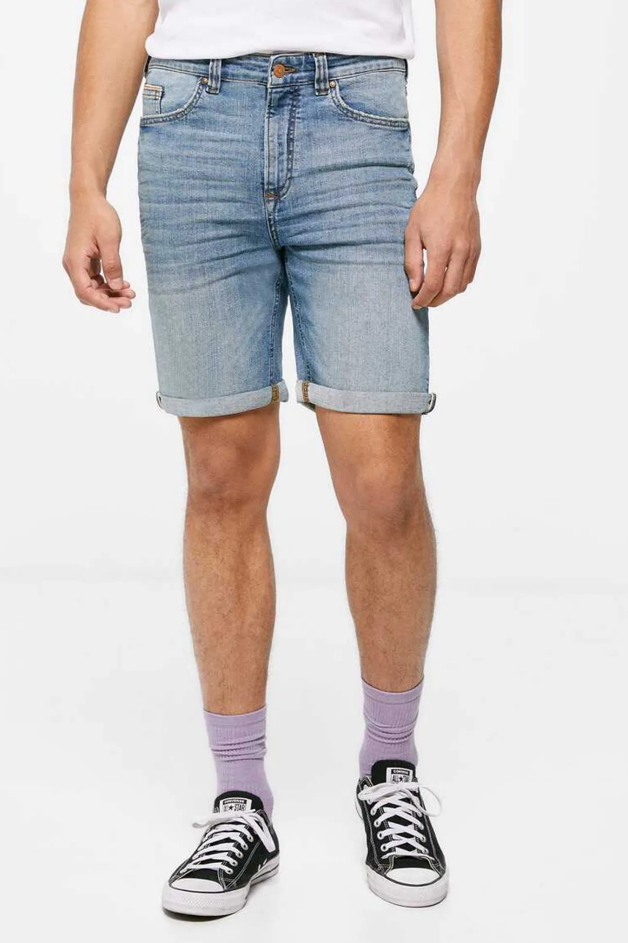 Bermudas Jeans Slim Lavagem Media-Escura