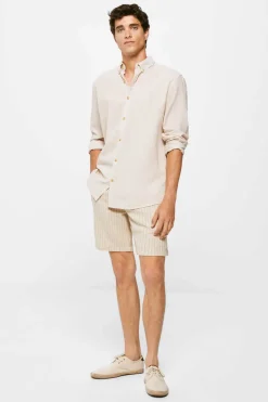 Bermudas Linho Riscas