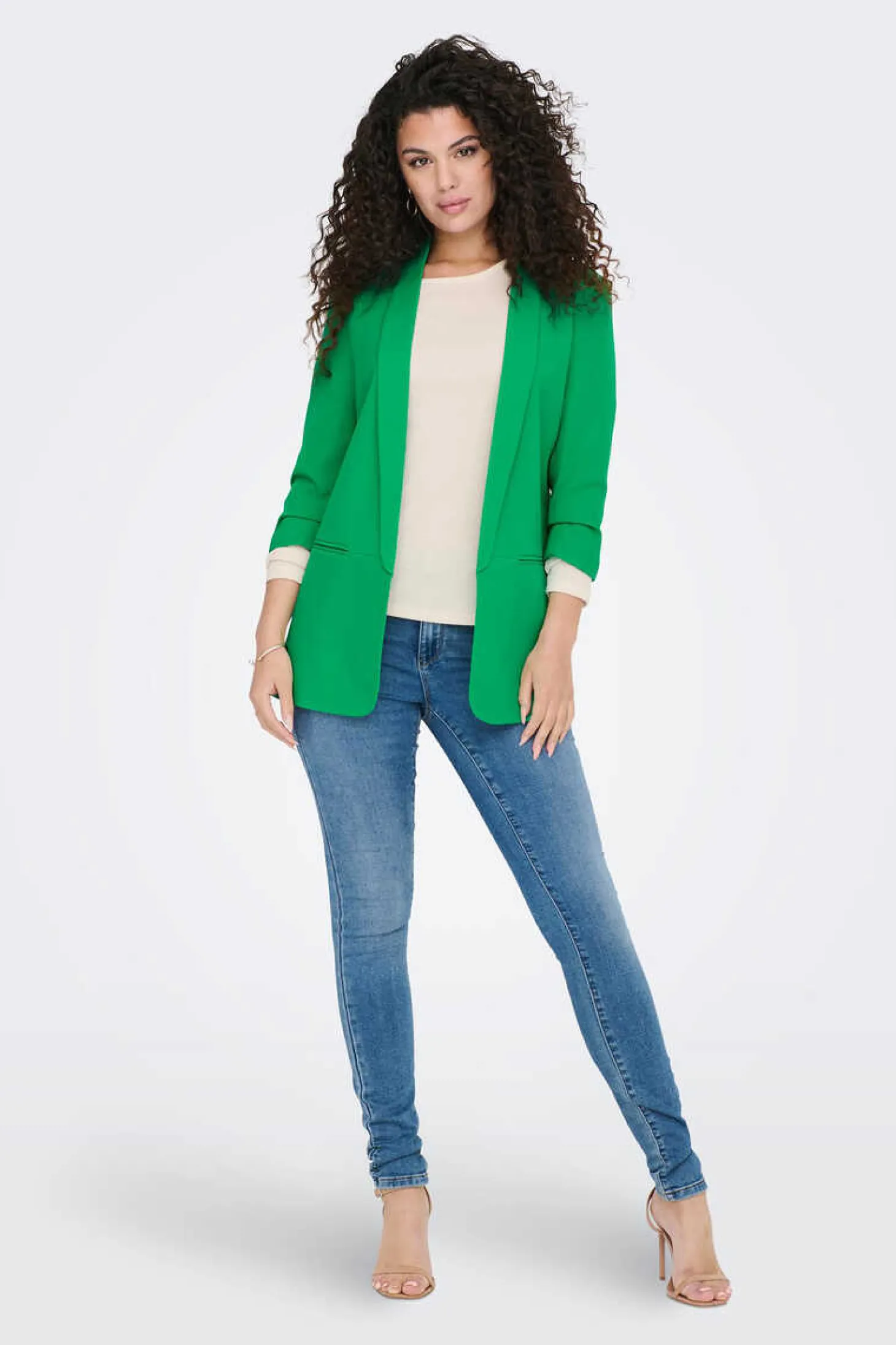 Blazer De Manga A 3/4 Com Lapelas