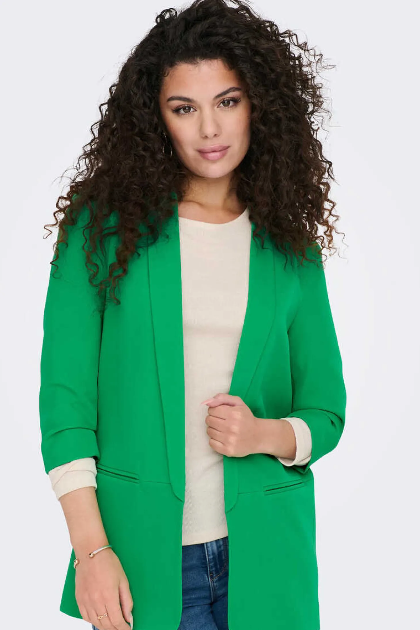 Blazer De Manga A 3/4 Com Lapelas