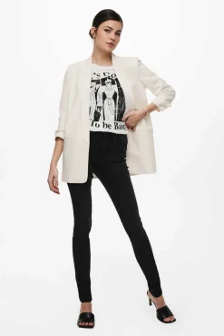 Blazer De Manga A 3/4 Com Lapelas