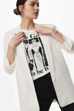 Blazer De Manga A 3/4 Com Lapelas