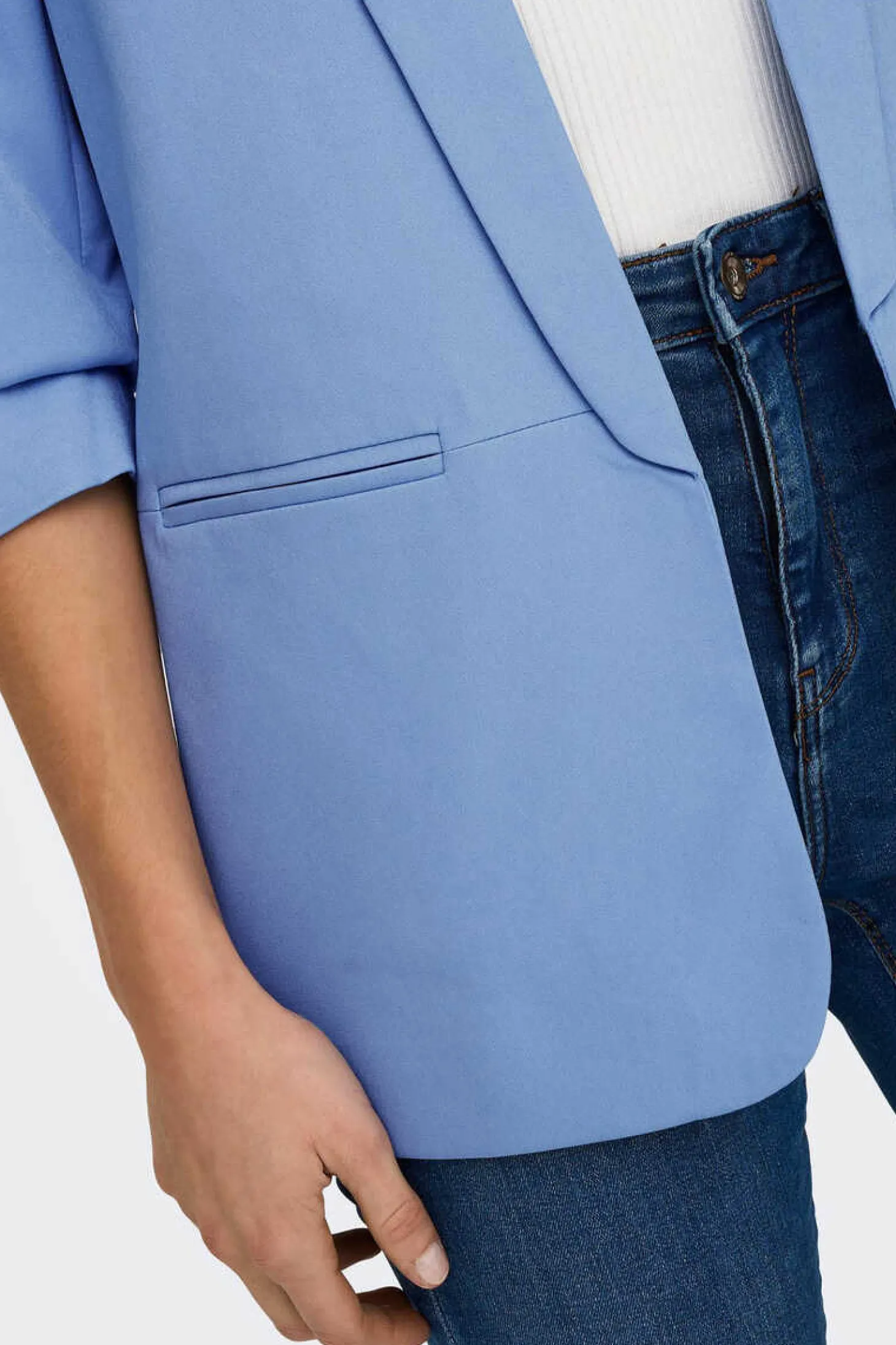 Blazer De Manga A 3/4 Com Lapelas