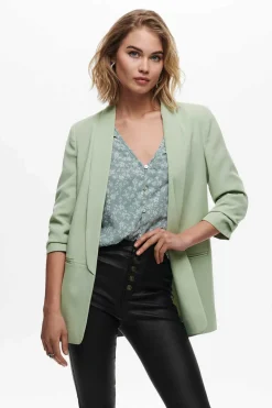 Blazer De Manga A 3/4 Com Lapelas