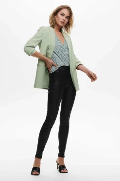 Blazer De Manga A 3/4 Com Lapelas