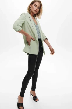 Blazer De Manga A 3/4 Com Lapelas