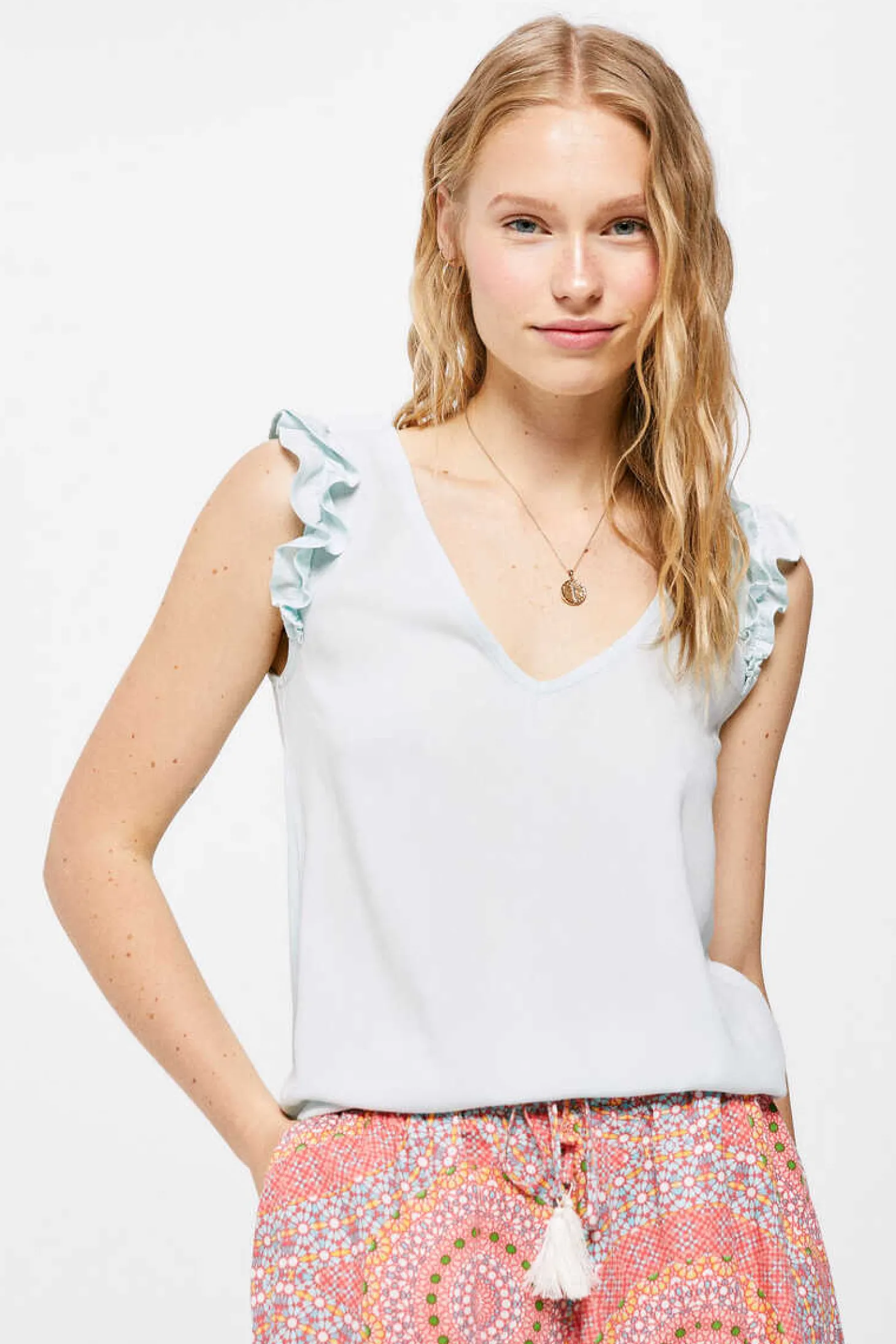 Blusa Bimateria Alcas Folhos