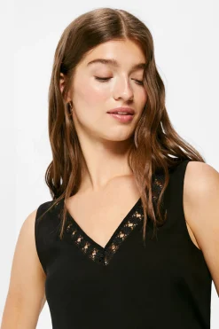 Blusa Bimateria Decote Bico Lace