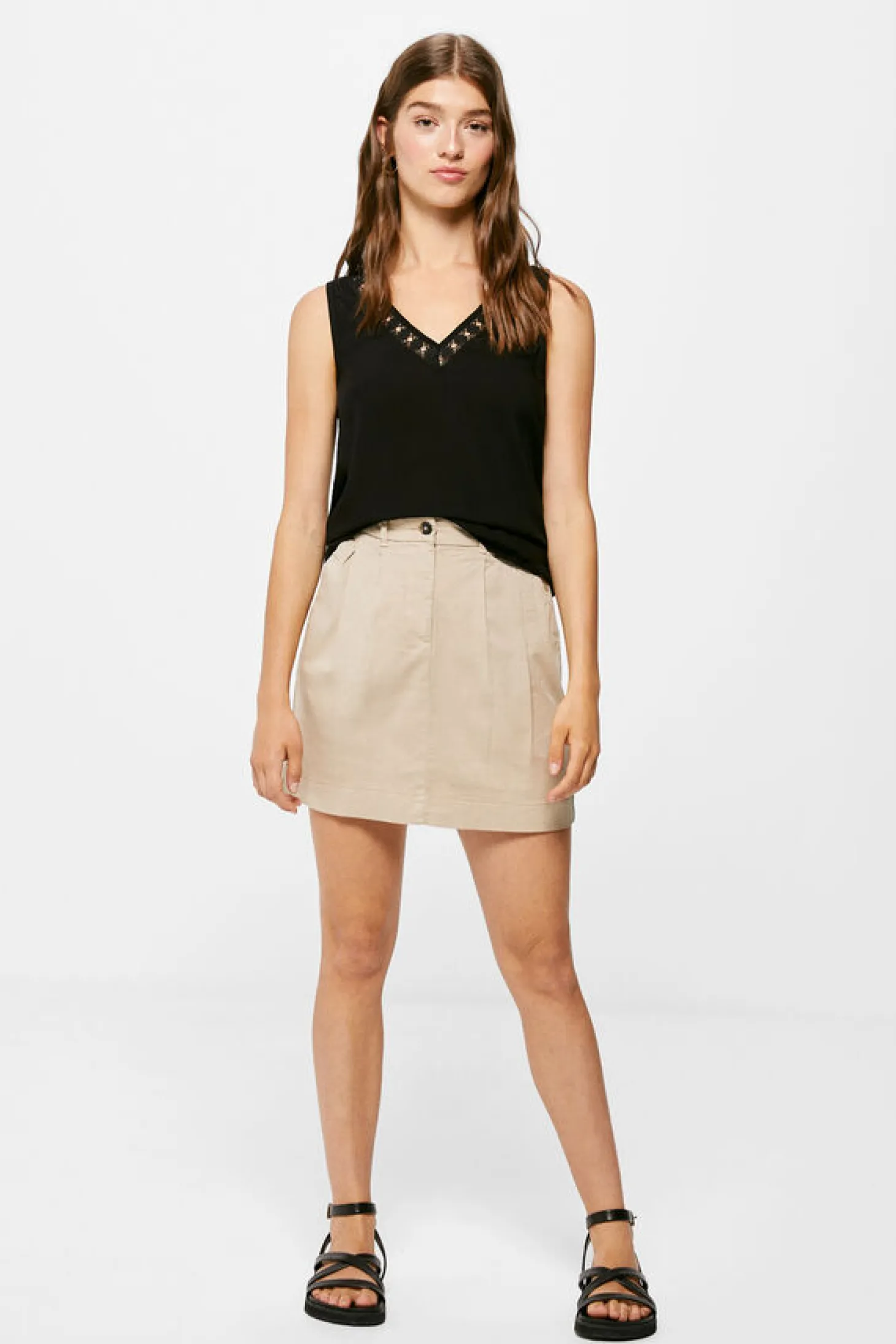 Blusa Bimateria Decote Bico Lace