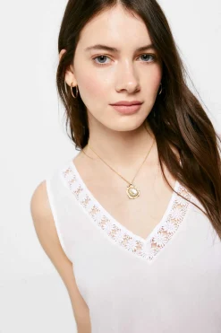 Blusa Bimateria Decote Bico Lace