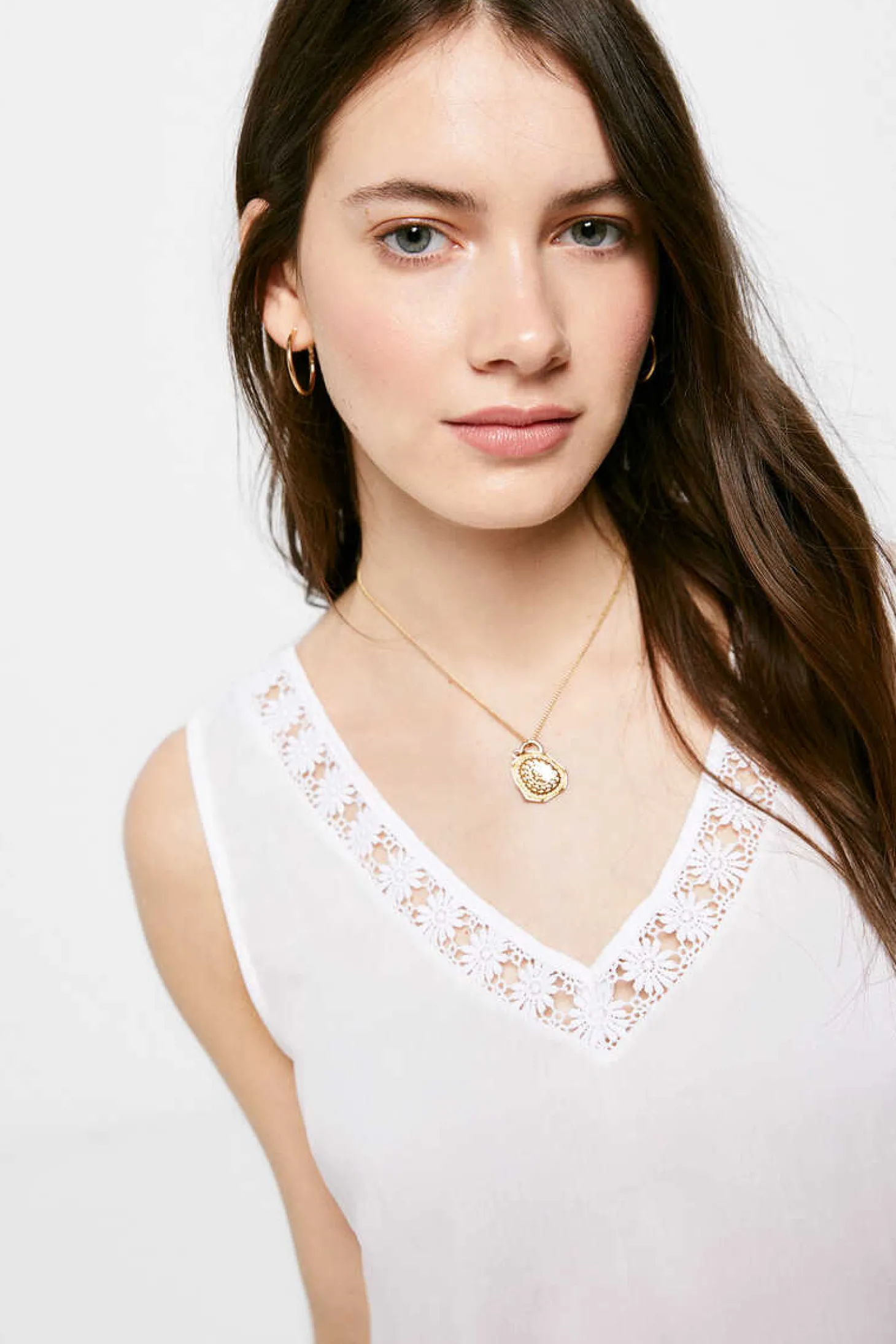 Blusa Bimateria Decote Bico Lace