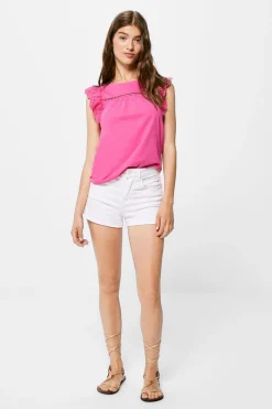 Blusa Bimateria Folhos Lace