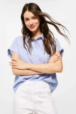 Blusa Chambray Bordados Algodao