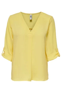 Blusa Com Decote Em Bico E Manga 3/4