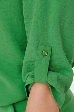 Blusa Com Decote Em Bico E Manga 3/4