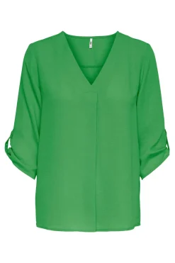 Blusa Com Decote Em Bico E Manga 3/4