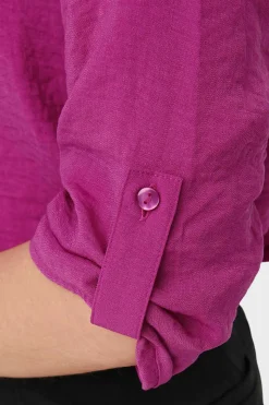 Blusa Com Decote Em Bico E Manga 3/4