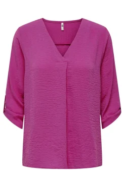 Blusa Com Decote Em Bico E Manga 3/4