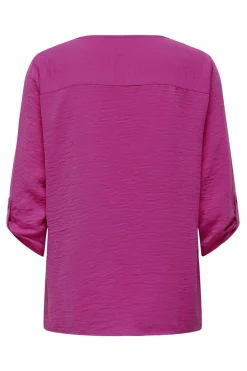 Blusa Com Decote Em Bico E Manga 3/4