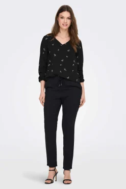 Blusa De Manga Comprida Estampada E Gola Redonda