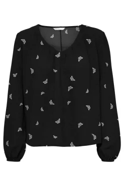 Blusa De Manga Comprida Estampada E Gola Redonda