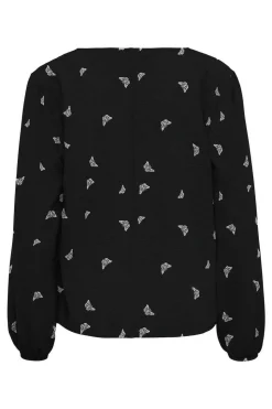 Blusa De Manga Comprida Estampada E Gola Redonda