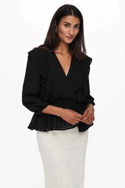 Blusa Decote Em Bico Manga 3/4