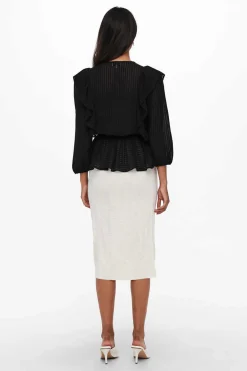 Blusa Decote Em Bico Manga 3/4