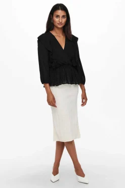 Blusa Decote Em Bico Manga 3/4