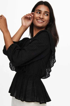 Blusa Decote Em Bico Manga 3/4