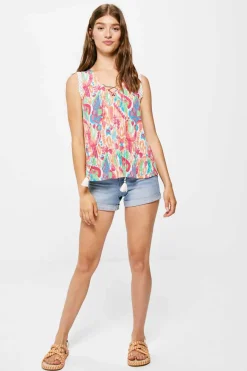 Blusa Estampada Decote Ziguezague