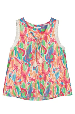 Blusa Estampada Decote Ziguezague