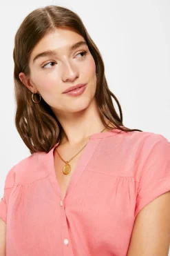 Blusa Linho Algodao Gola Mao