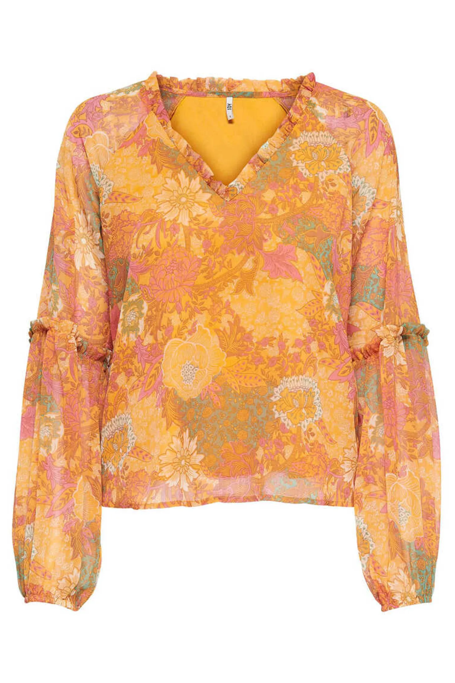 Blusa Manga Comprida Com Gola Em Bico